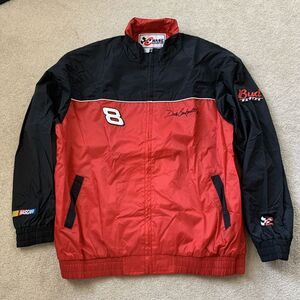 Dale‎ Earnhardt Jr. Jacket Mens L Red Full Zip Chase Authentics Nascar Budweiser